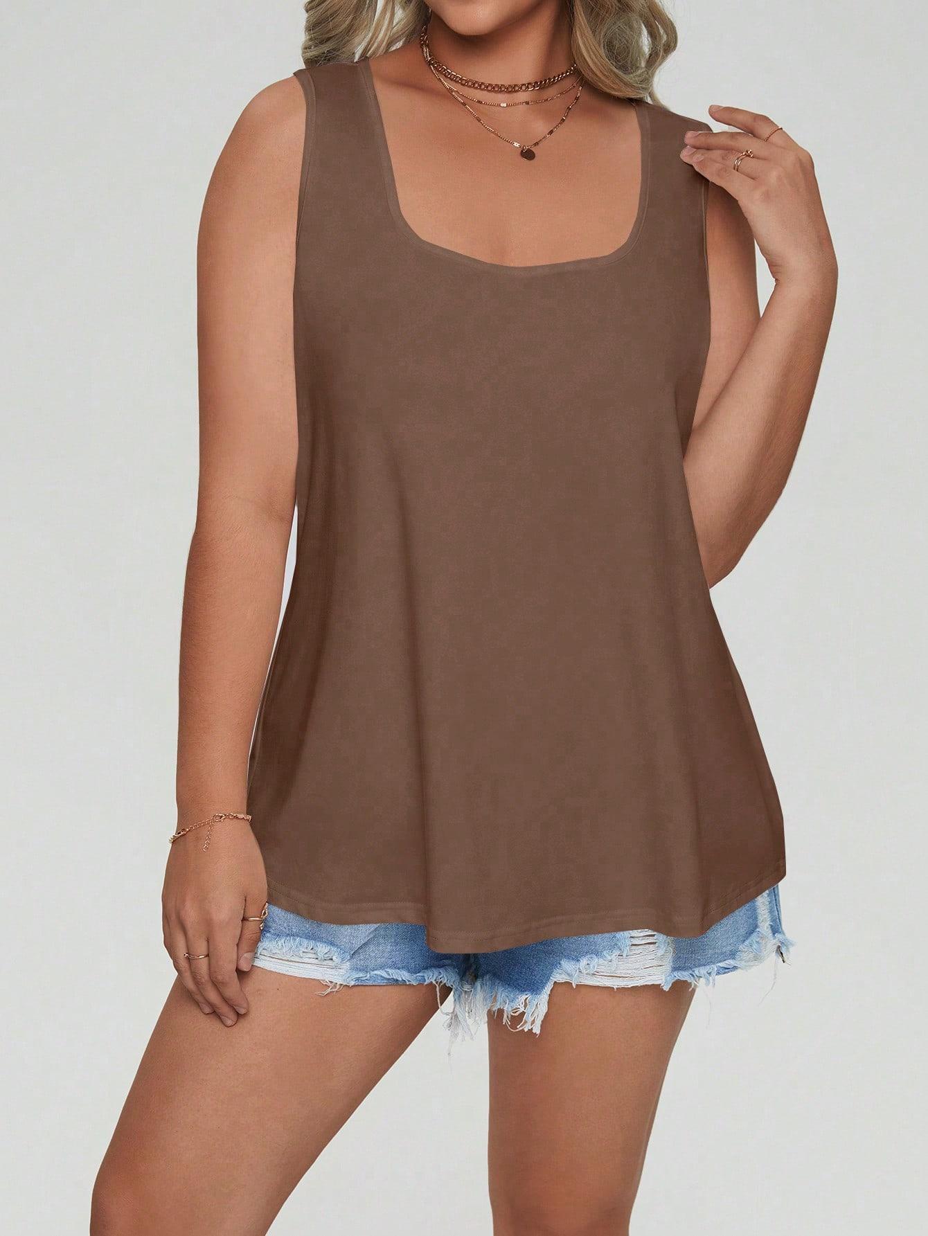 SHEIN BRĄZOWY TOP BEZ RĘKWÓW S09__48