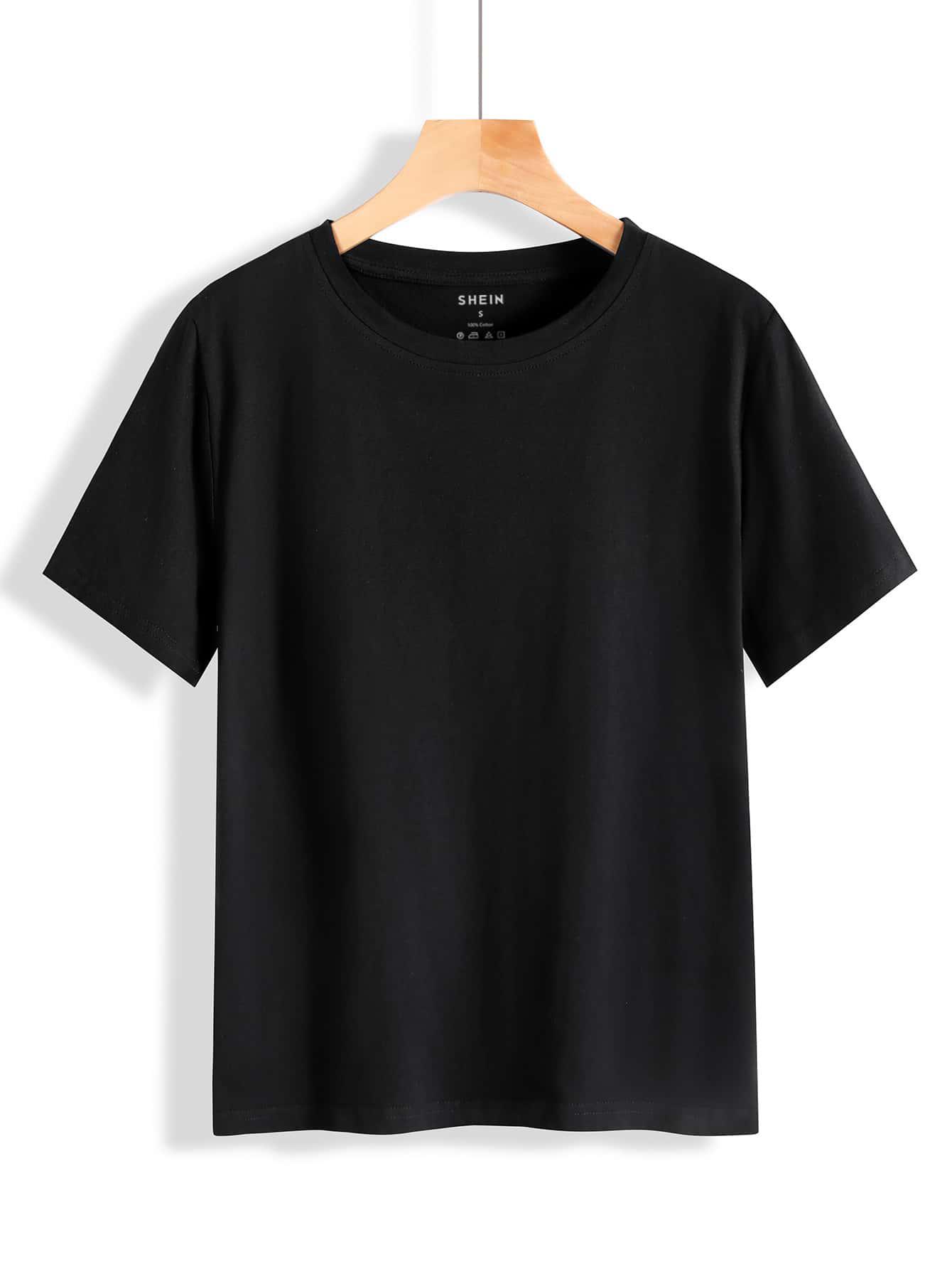 SHEIN KLASYCZNY CZARNY T-SHIRT S06__S