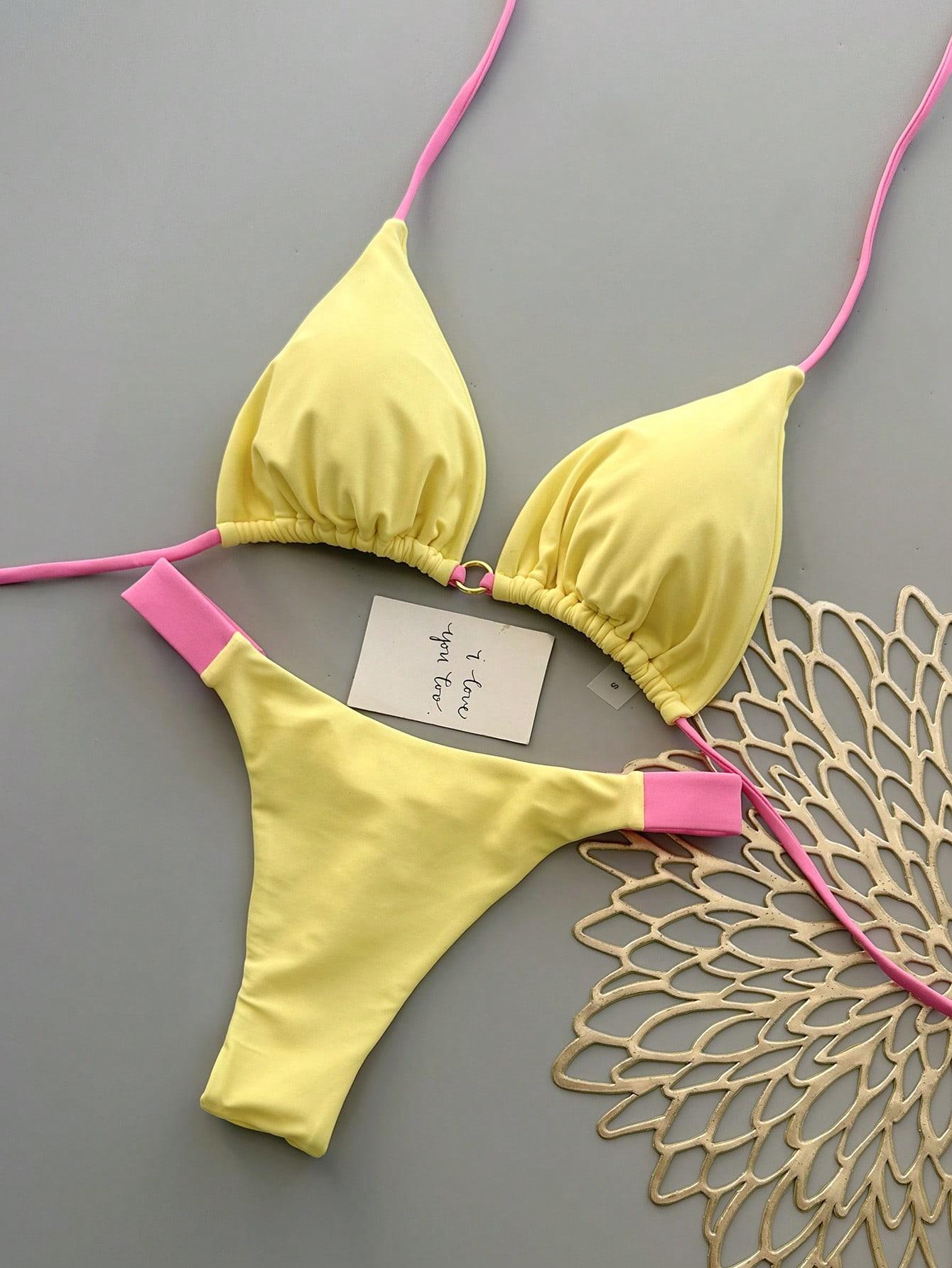 SHEIN ŻÓŁTY DWUCZĘŚCIOWY STRÓJ KĄPIELOWY S09__S