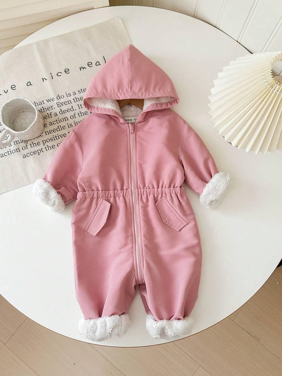 SHEIN RÓŻOWY KOMBINEZON KAPTUR W01__80/86