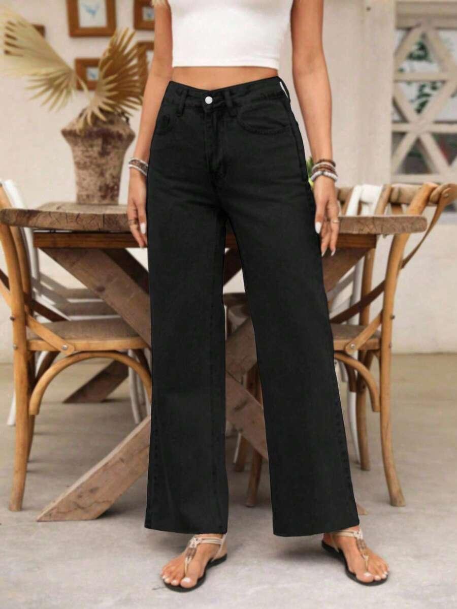 SHEIN CZARNE SPODNIE JEANS PROSTA NOGAWKA S06__XXL