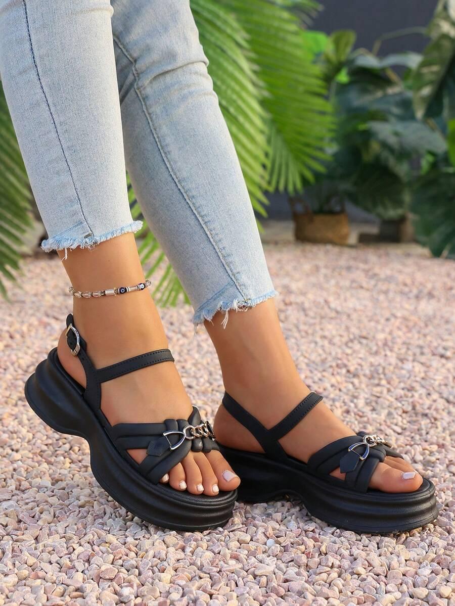 SHEIN CZARNE SANDAŁY ZDOBIENIE S06__36