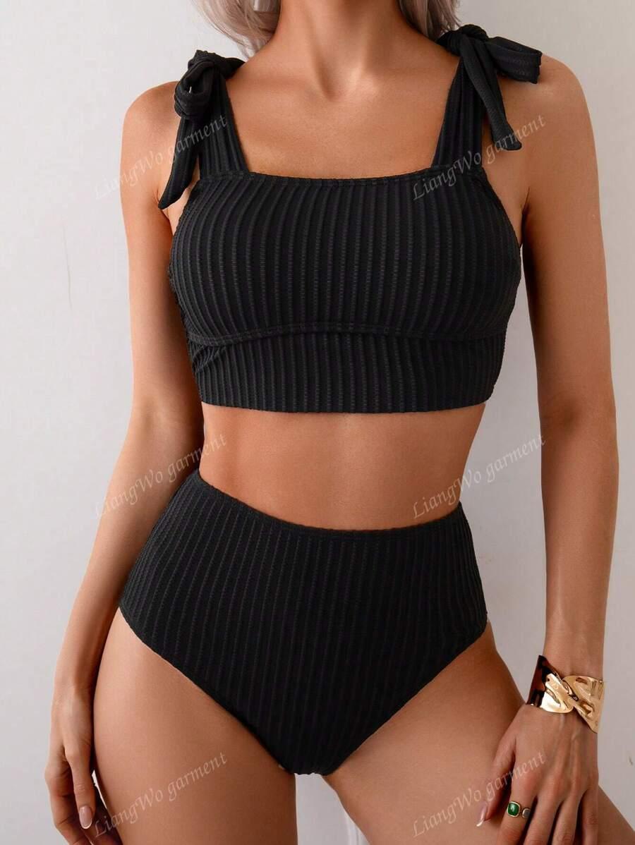 SHEIN CZARNY DWUCZĘŚCIOWY STRÓJ KĄPIELOWY S09__S