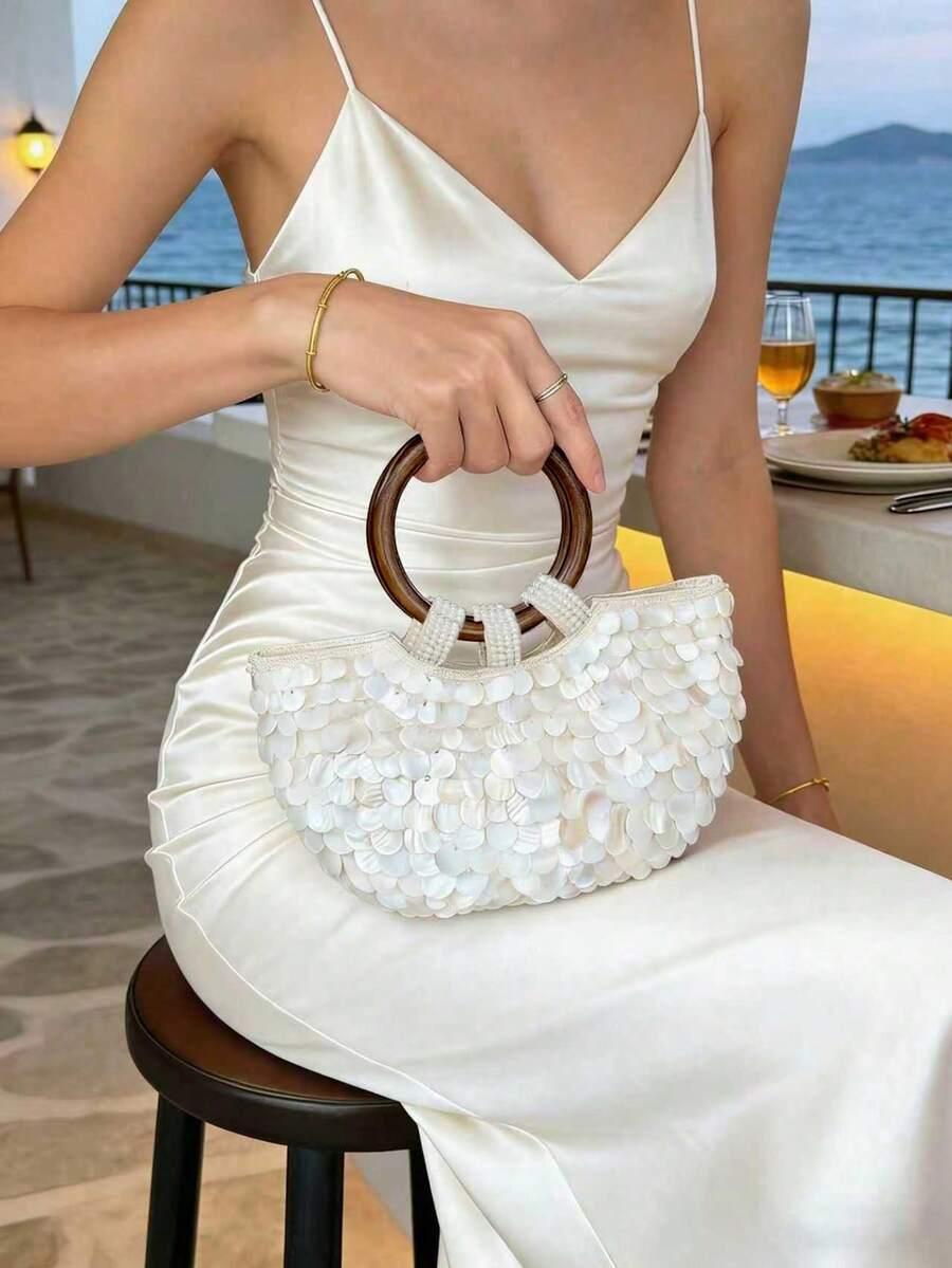 SHEIN KREMOWA TOREBKA ZDOBIENIA S07__25X17