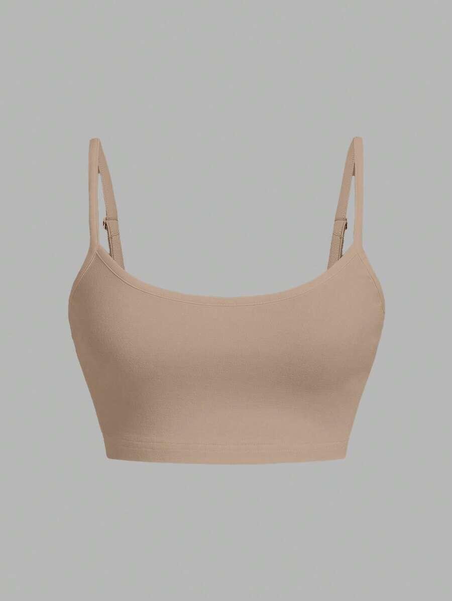SHEIN BEŻOWY CROP TOP NA RAMIĄCZKACH S06__M