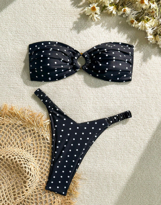 SHEIN BIKINI KOMPLET WZÓR GROSZKI S09__M