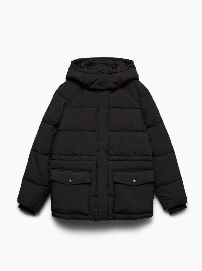 VERO MODA CZARNA PIKOWANA KURTKA Z KAPTUREM ZAMEK W01__S