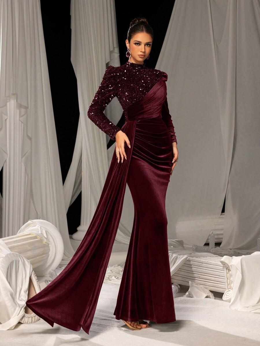 SHEIN BORDOWA MAXI SUKIENKA S06__S