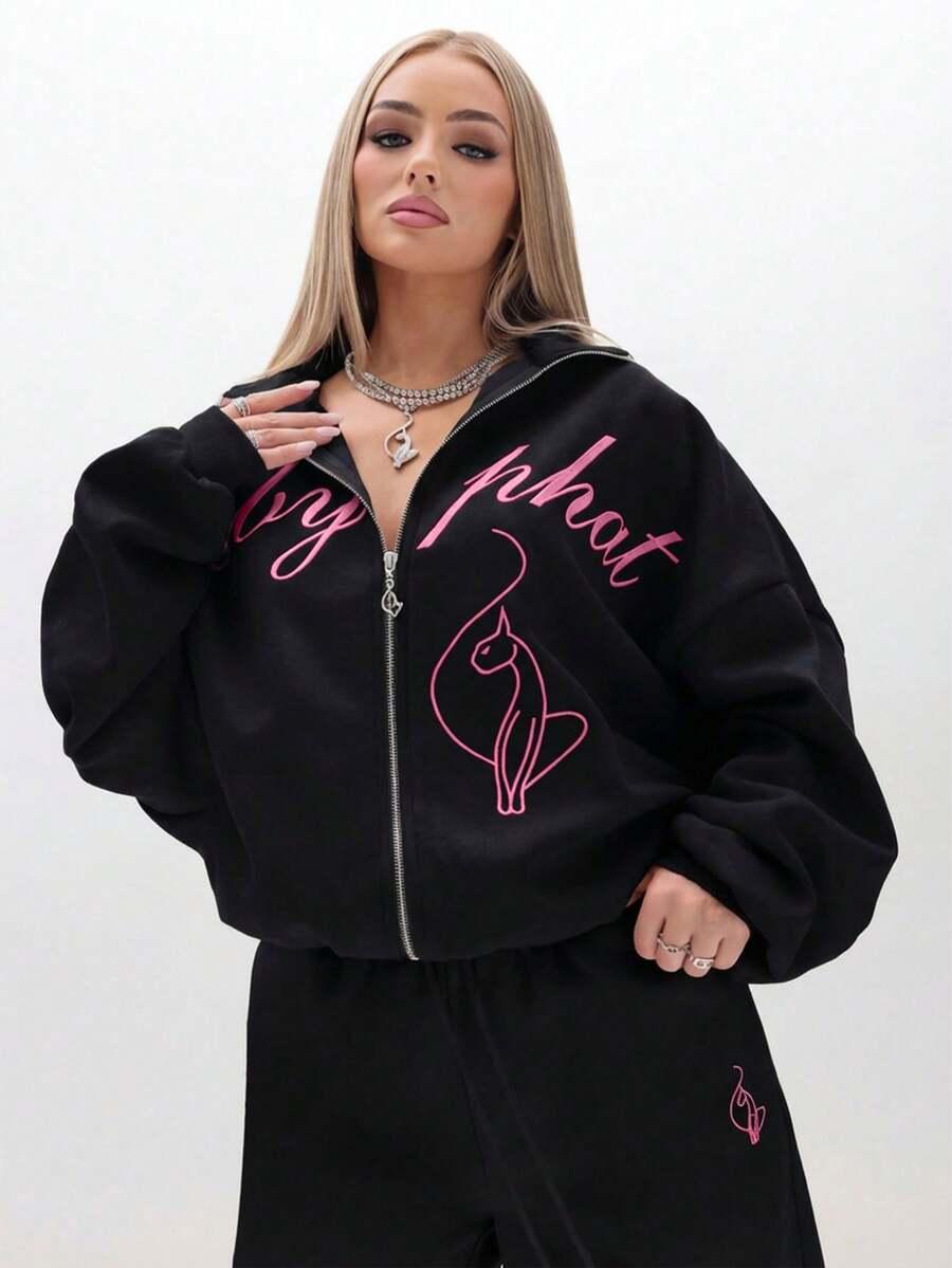 BABYPHAT CZARNA ROZPINANA BLUZA KAPTUR S06__XL