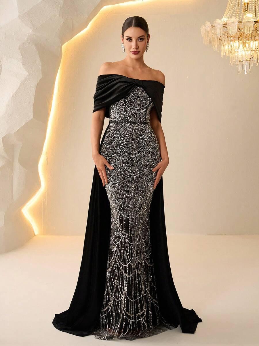 SHEIN MAXI SUKIENKA ZDOBIENIE POŁYSK S06__M