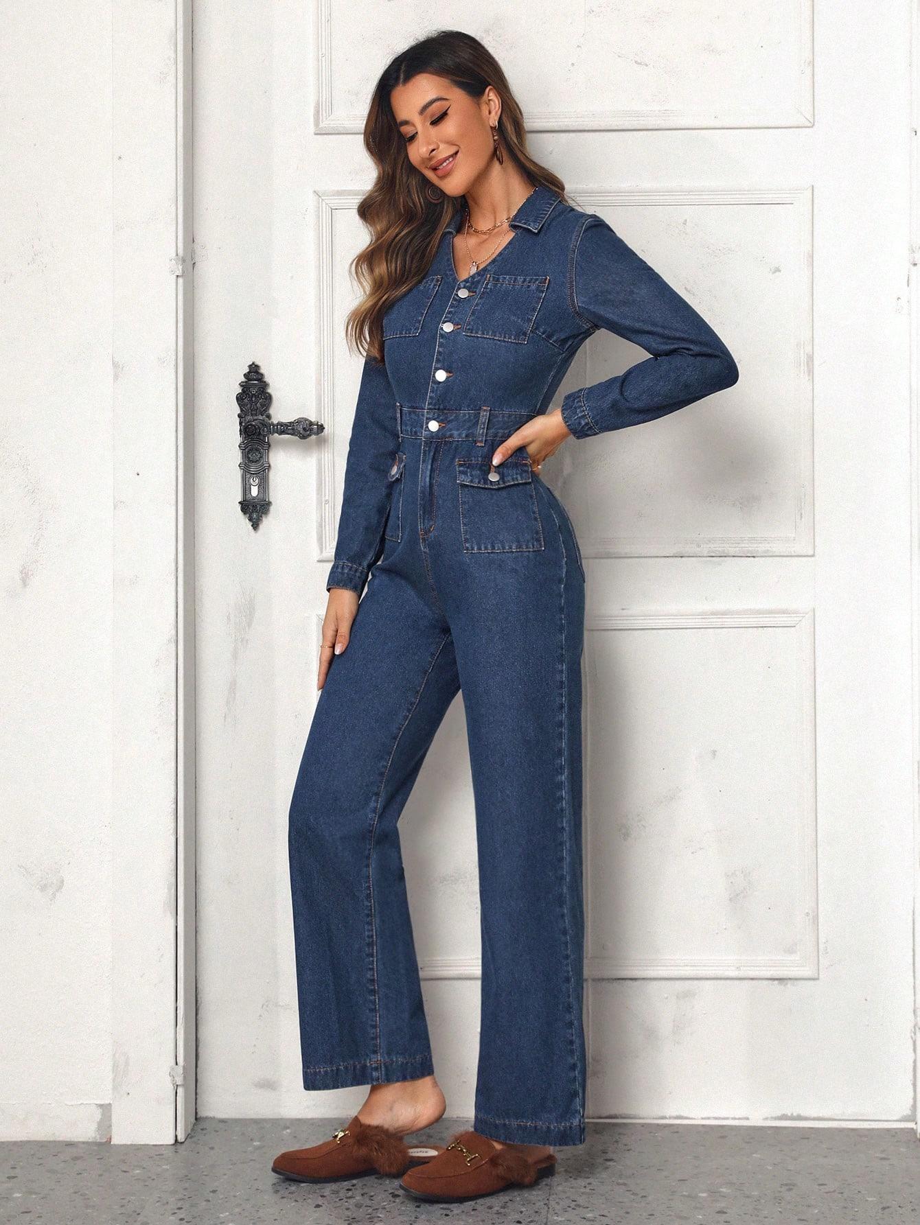 SHEIN NIEBIESKI KOMBINEZON JEANS PK01__XS