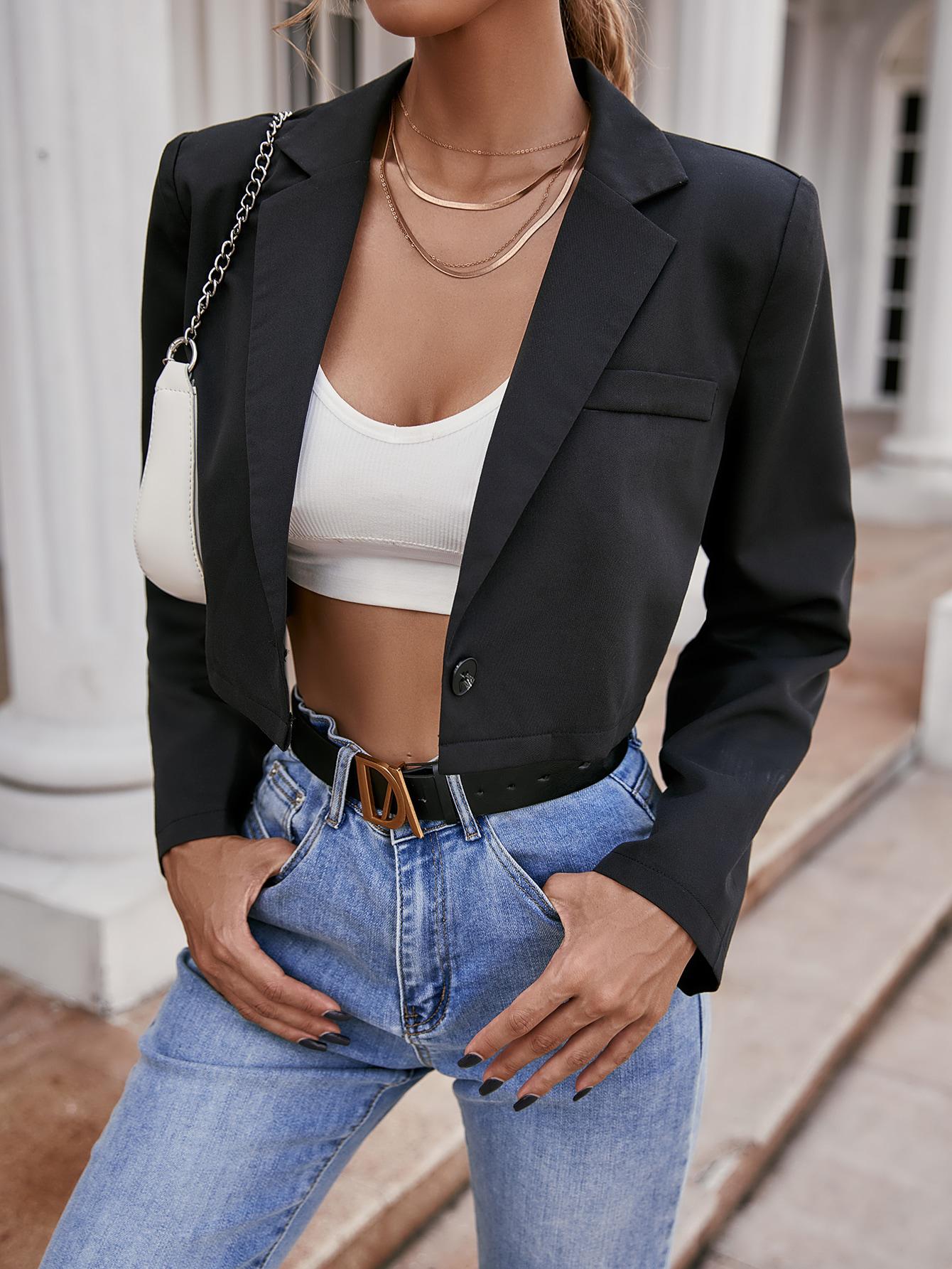 SHEIN CZARNA MARYNARKA GUZIK S06__XL