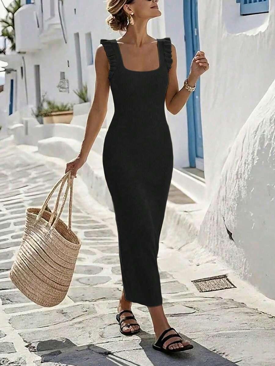 SHEIN CZARNA MAXI SUKIENKA S06__L
