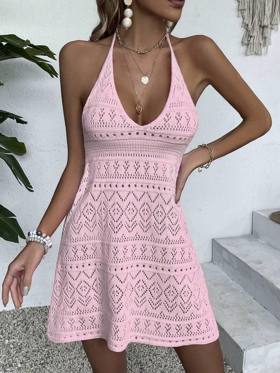 SHEIN RÓŻOWA MINI SUKIENKA ODKRYTE PLECY S06__S