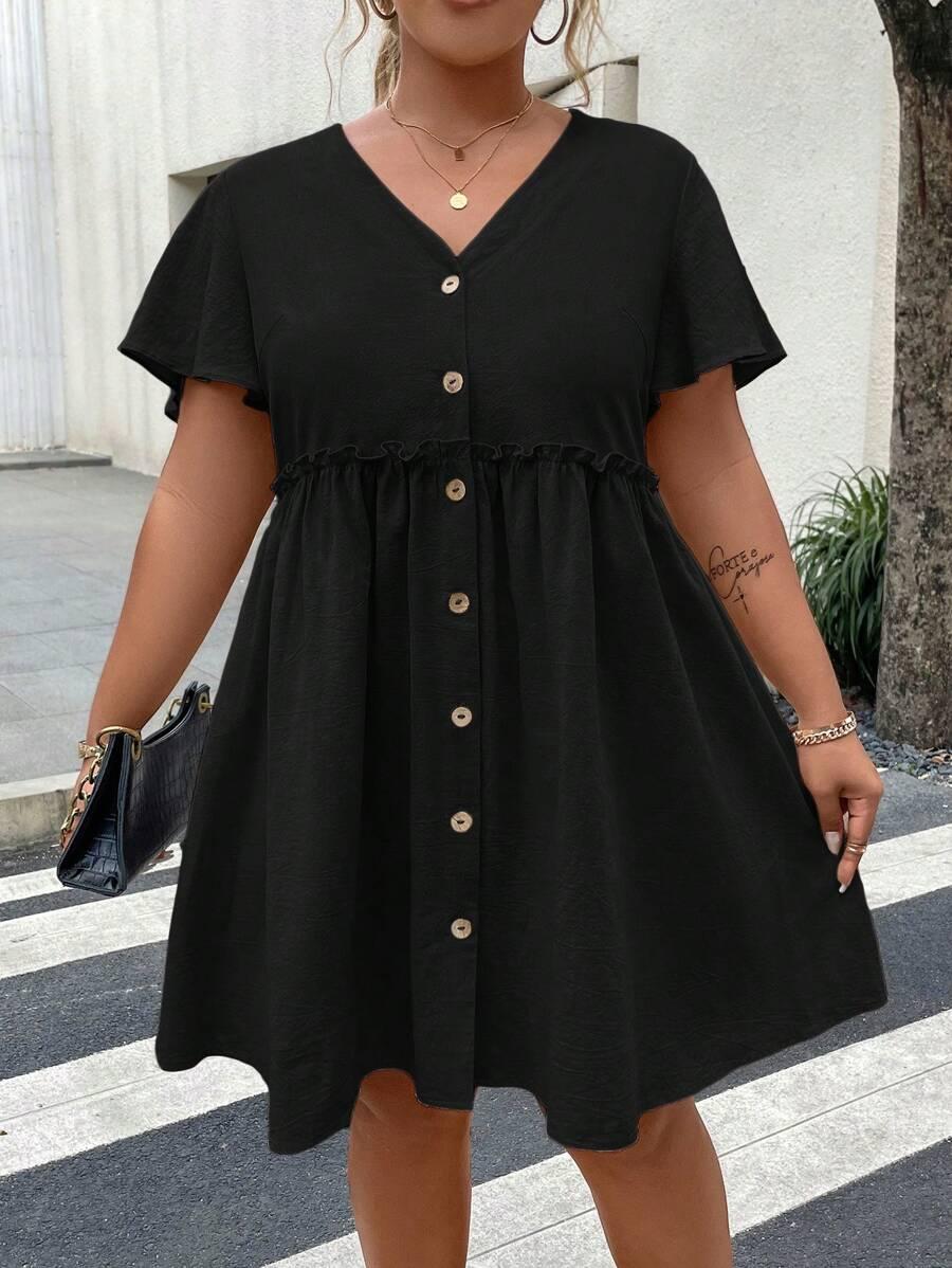 SHEIN CZARNA SUKIENKA KRÓTKI RĘKAW S06__50