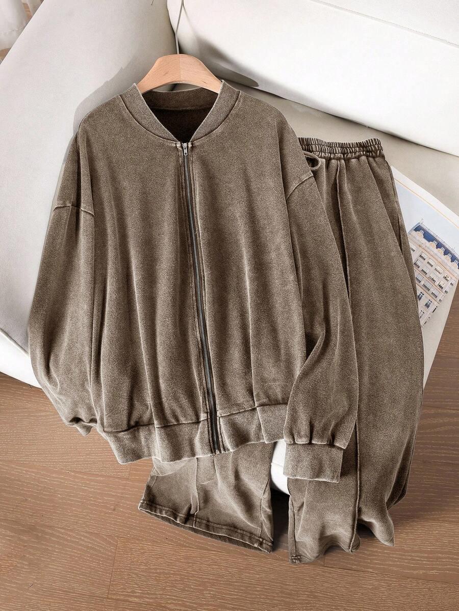 COSYJOLI BRĄZOWE SPODNIE BLUZA KOMPLET S06__XXL