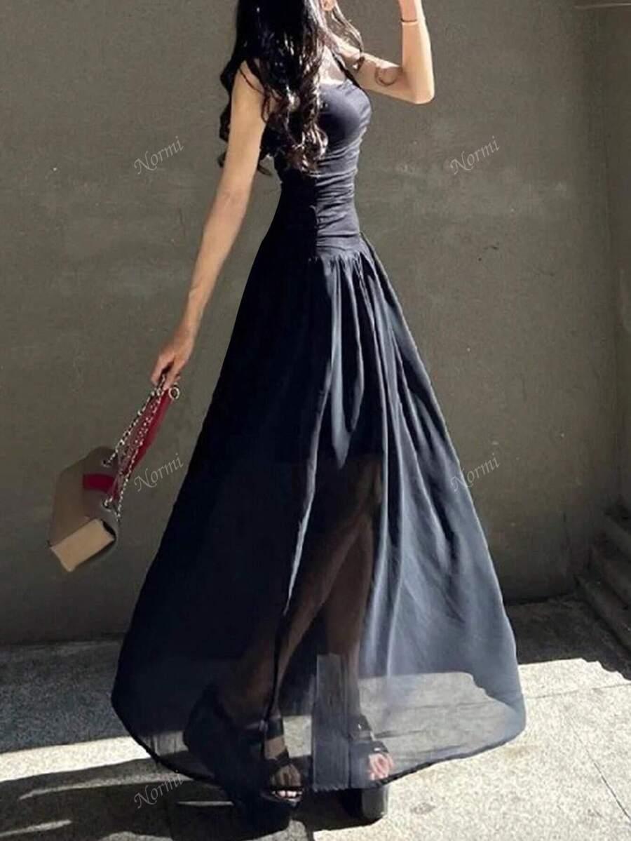 SHEIN CZARNA MAXI SUKIENKA