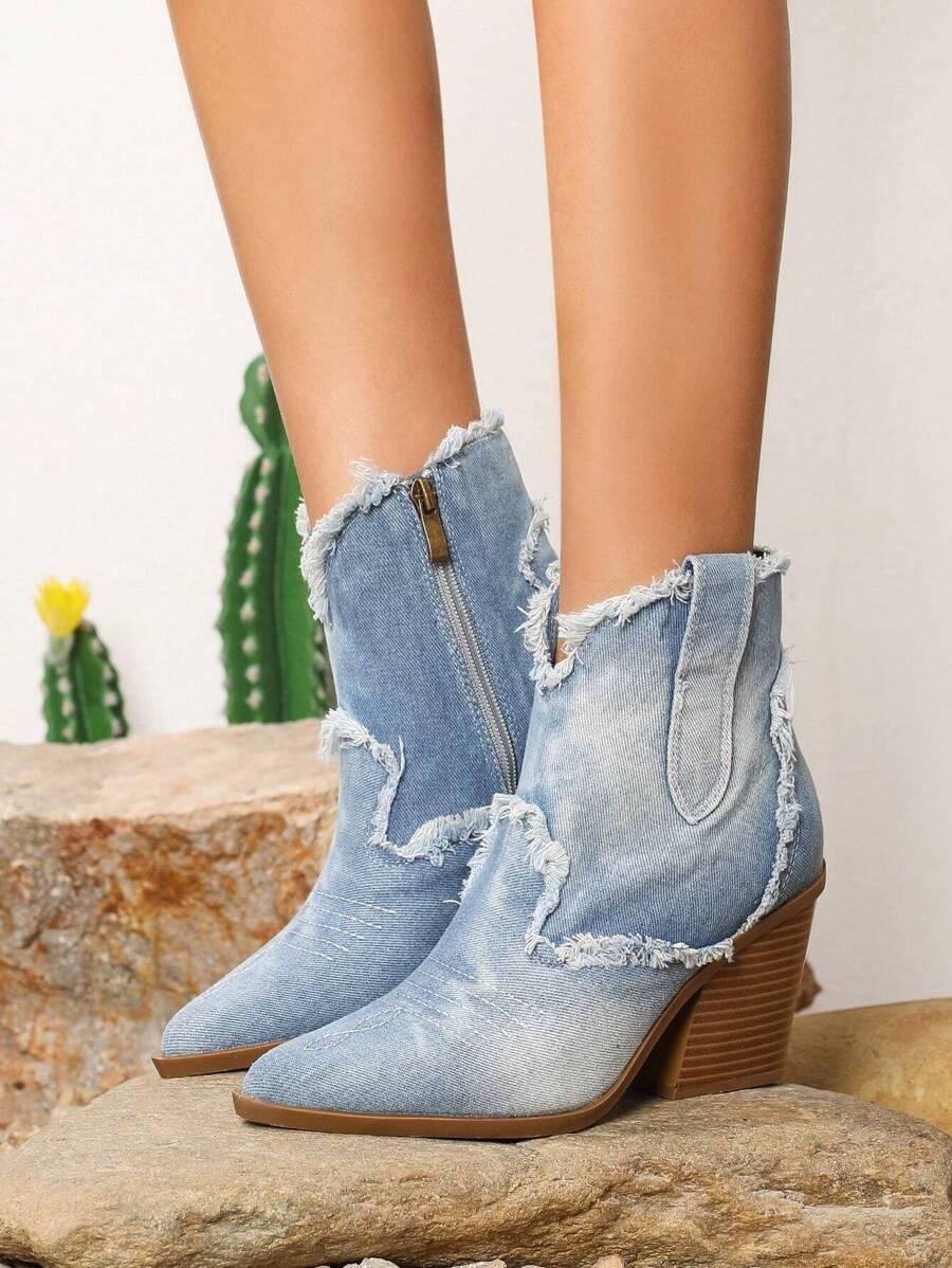 HGUIGJ NIEBIESKIE BOTKI NA OBCASIE JEANS W01__40