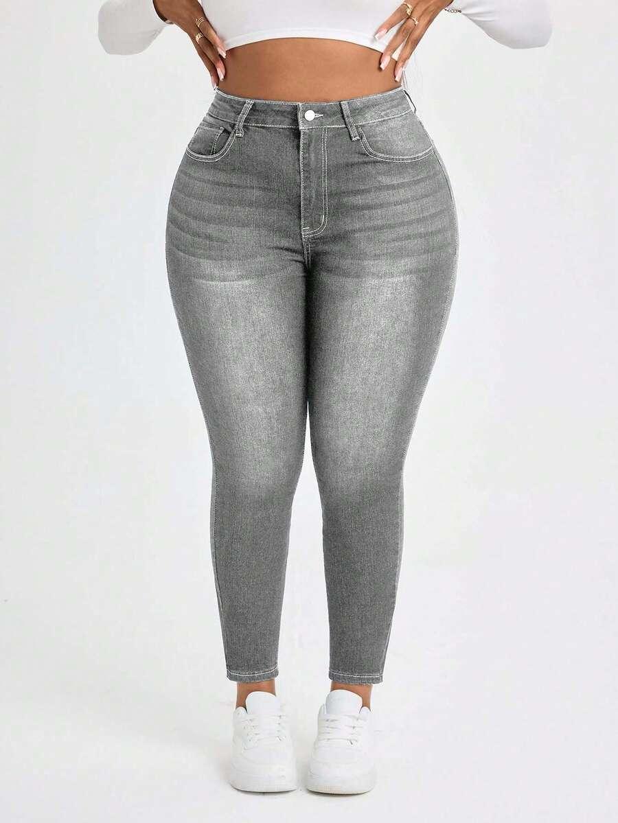 EURMUSE SZARE SPODNIE RURKI JEANS S06__48