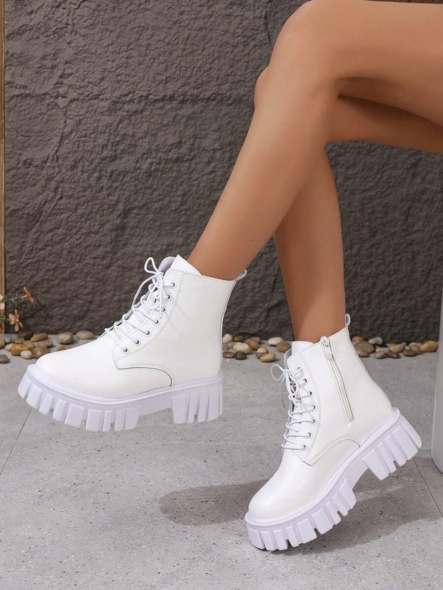 SHEIN BIAŁE SZNUROWANE BOTKI W01__37,5