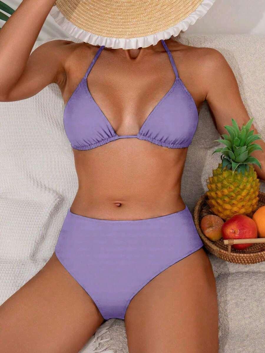 SHEIN FIOLETOWY DWUCZĘŚCIOWY STRÓJ KĄPIELOWY S09__XL