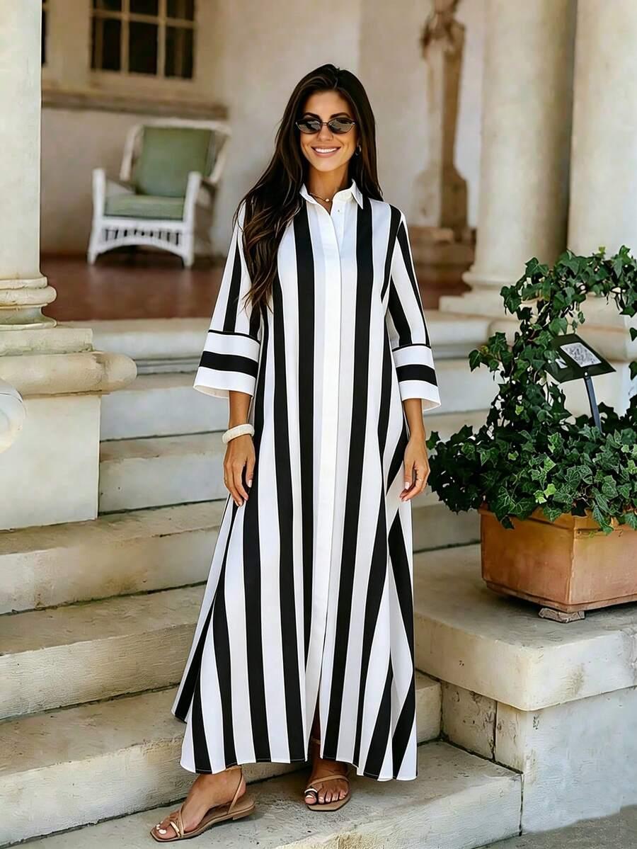 SHEIN MAXI SUKIENKA DŁUGI RĘKAW S06__S