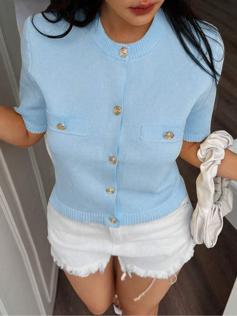 SHEIN NIEBIESKA BLUZKA GUZIKI S06__S