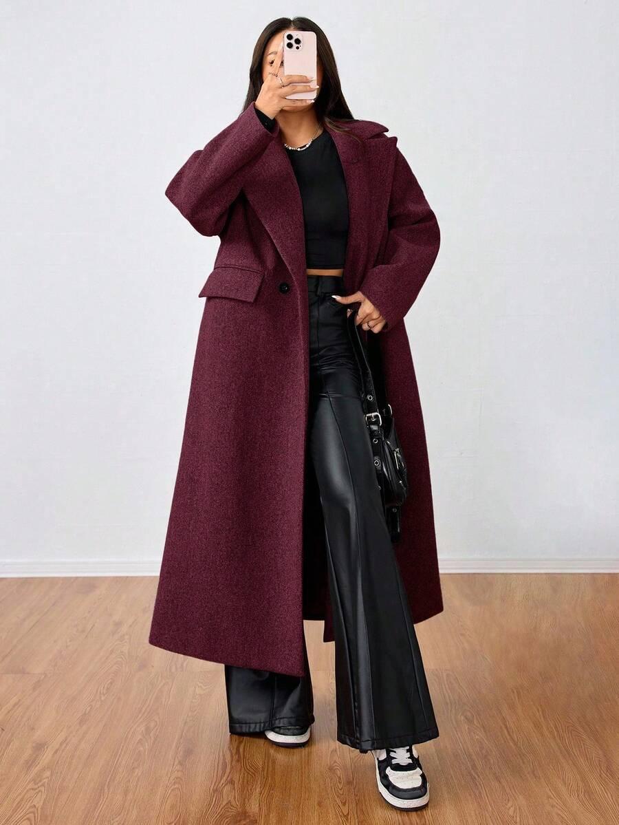 SHEIN BORDOWY KLASYCZNY PŁASZCZ W01__XS