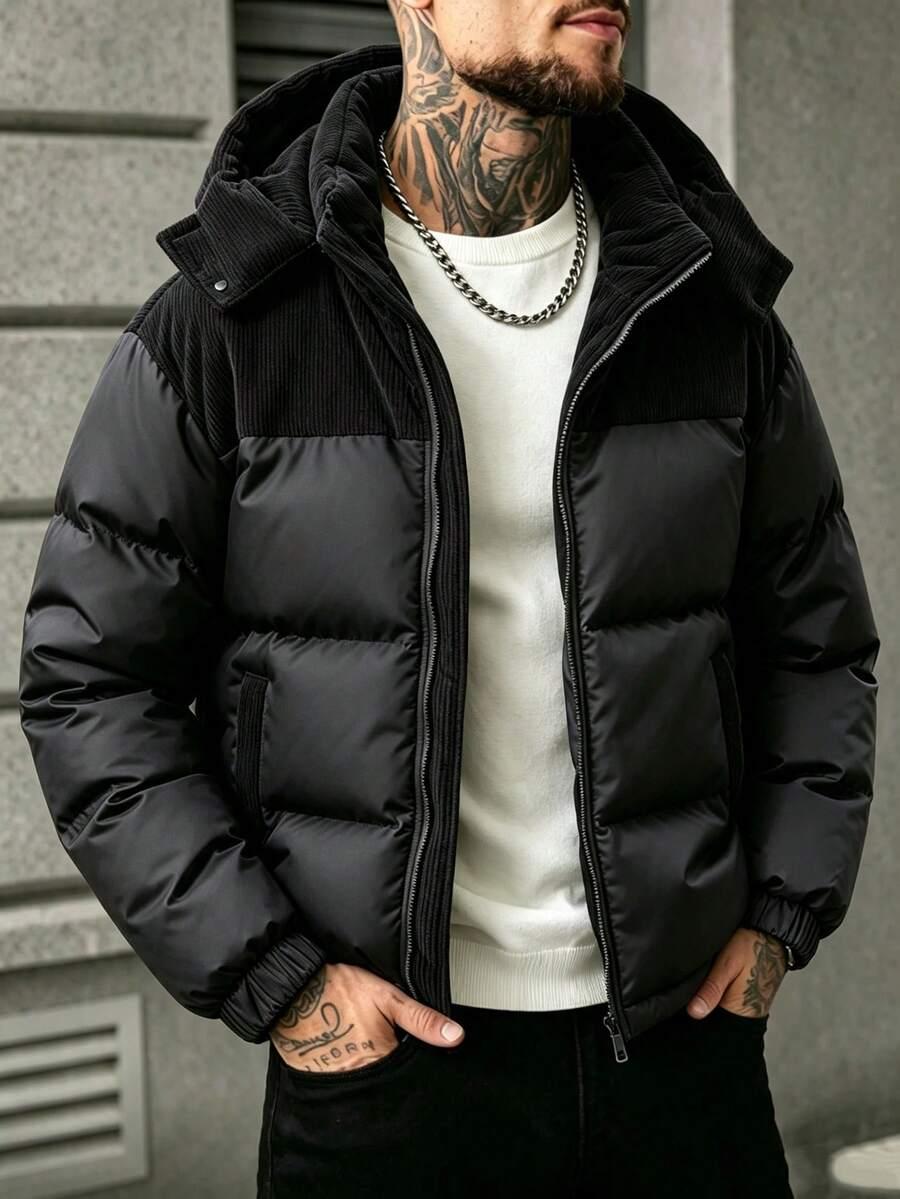 SHEIN CZARNA PIKOWANA KURTKA ZAMEK W01__M