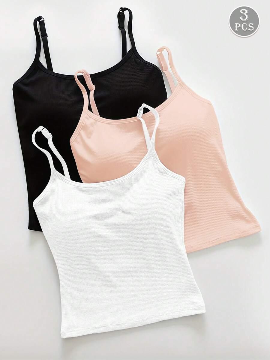 SHEIN TOP NA RAMIĄCZKACH 3-PACK S06__XXS