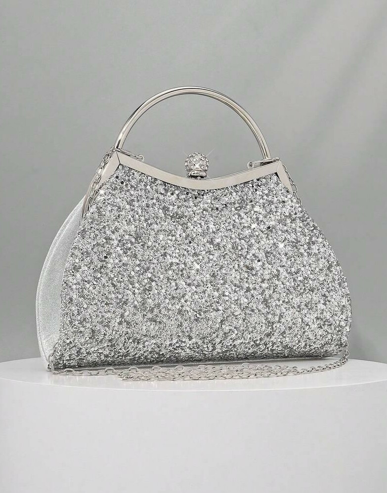 SHEIN SREBRNA TOREBKA POŁYSK S07__24X5X15C