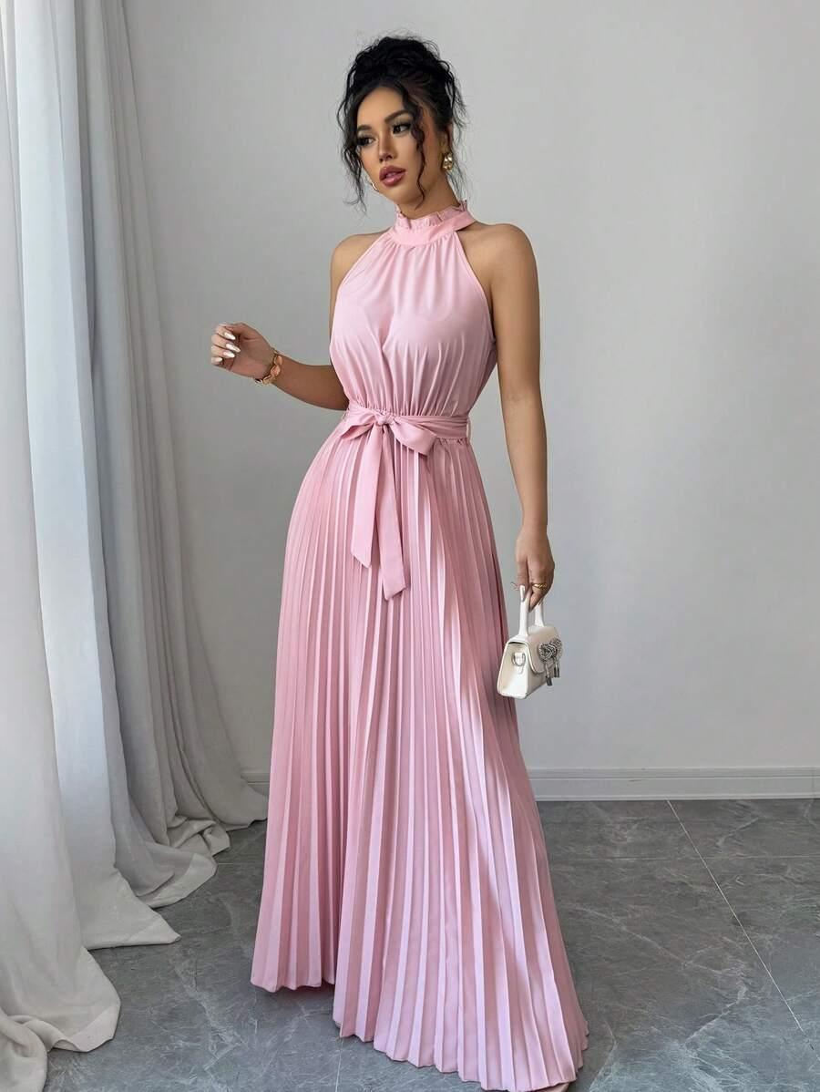 SHEIN RÓŻOWA PLISOWANA MAXI SUKIENKA S06__M