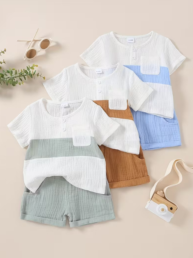SHEIN MUŚLINOWY KOMPLET SPODENKI BLUZKA PK01__80/86