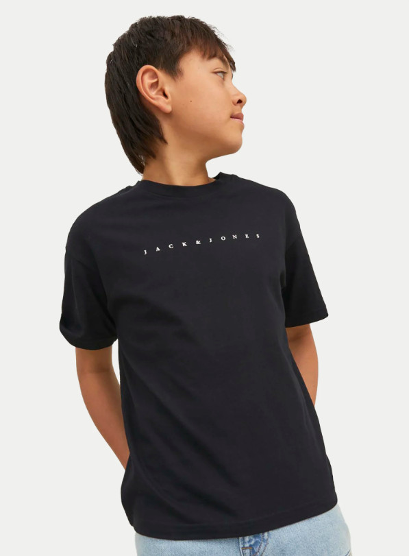 JACK&JONES KLASYCZNY BAWEŁNIANY CZARNY T-SHIRT LOGO PK01__164