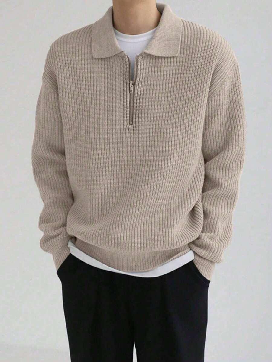 SHEIN BEŻOWY SWETER ZAMEK S06__166