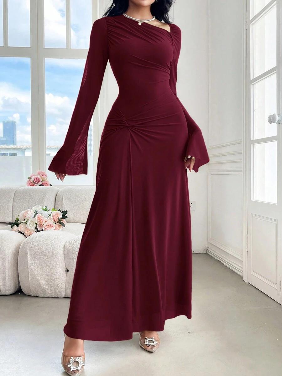 SHEIN BORDOWA MAXI SUKIENKA