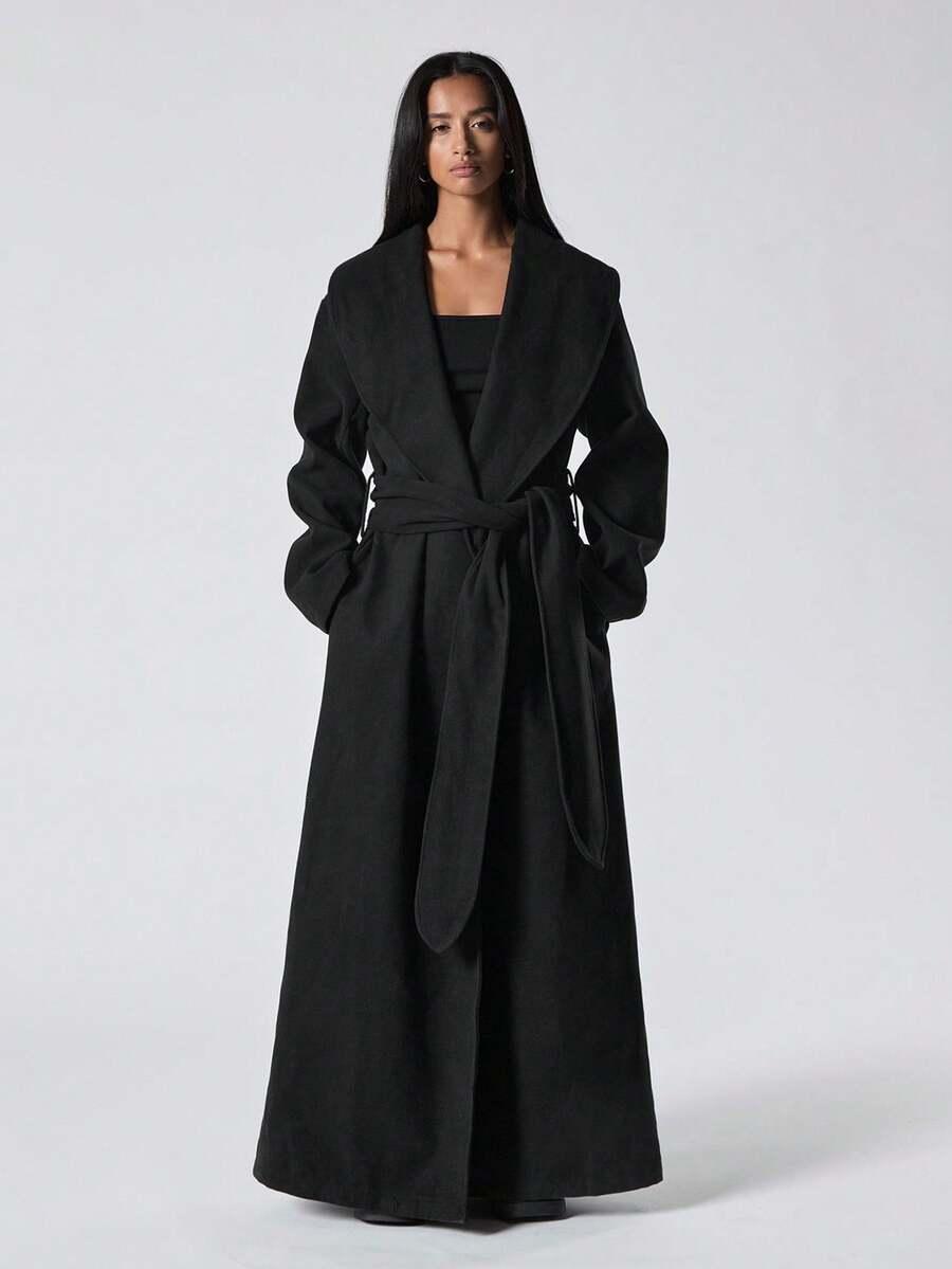 SHEIN CZARNY KLASYCZNY PŁASZCZ W01__48