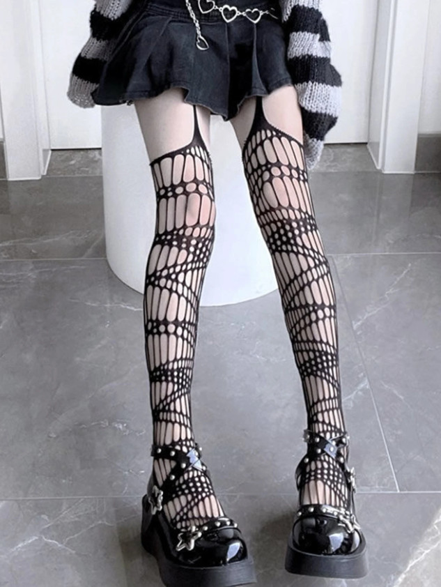SHEIN CZARNE RAJSTOPY SIATECZKA S07__OS