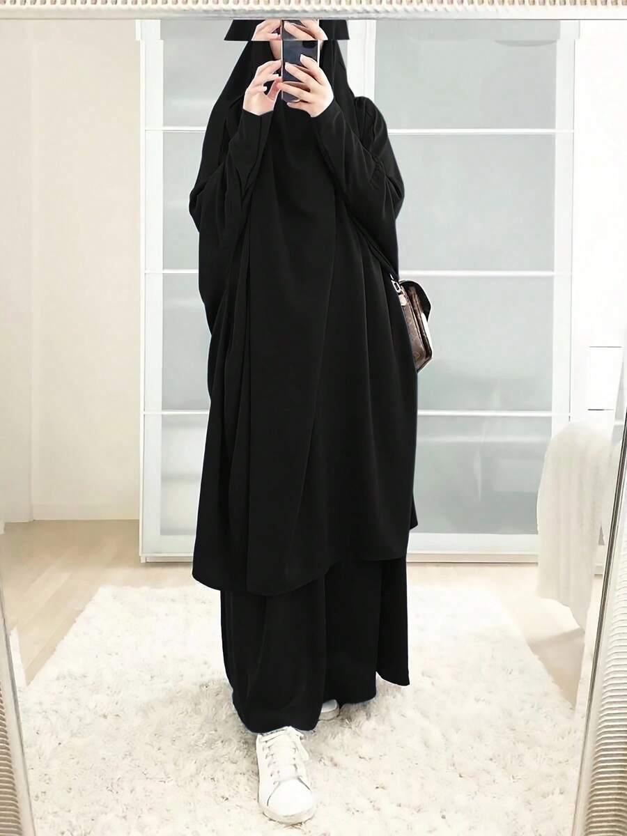 SHEIN CZARNY KOMPLET SPÓDNICA TUNIKA S06__L