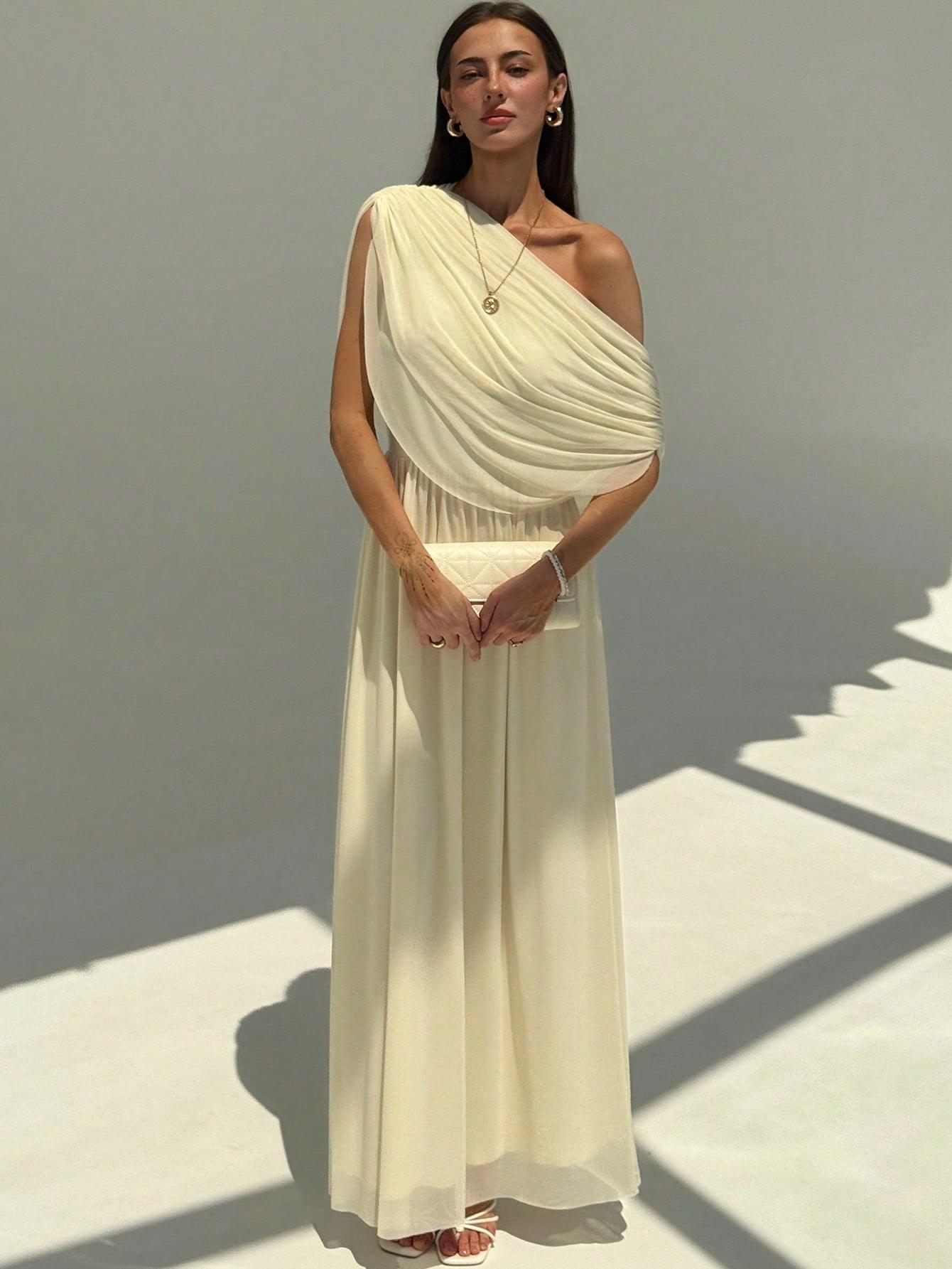 SHEIN KREMOWA MAXI SUKIENKA S06__L