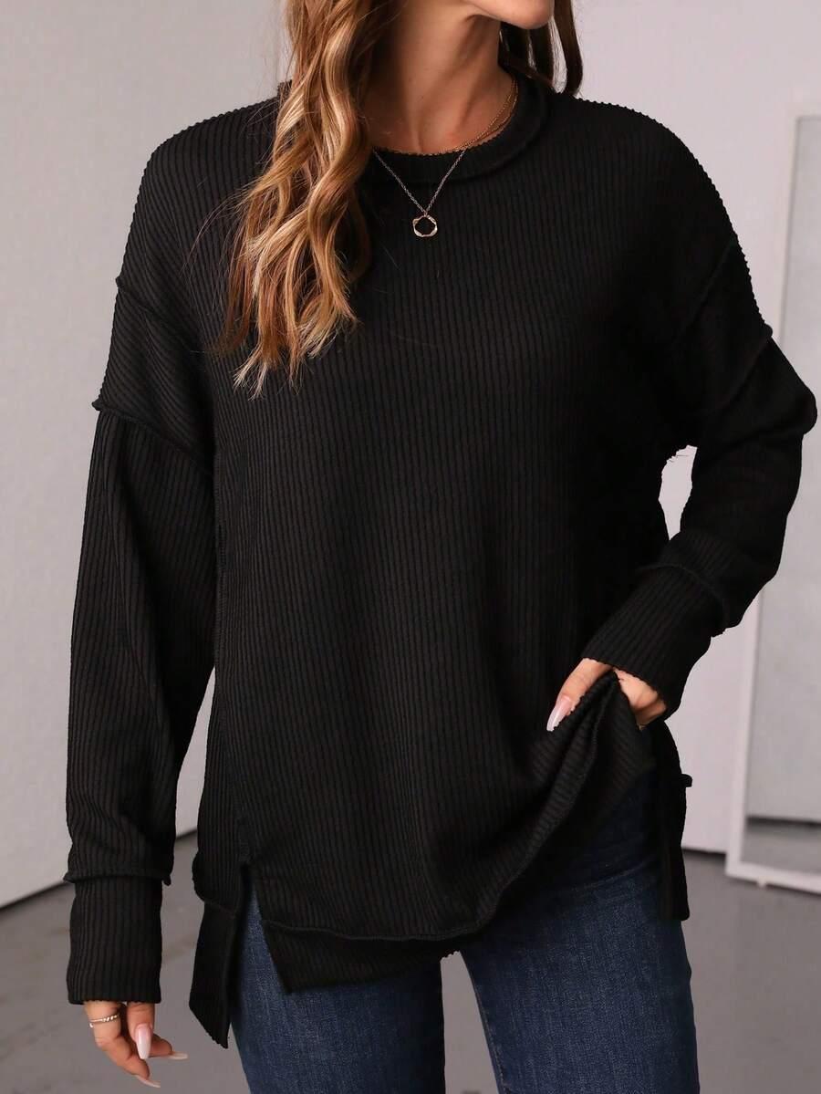 SHEIN CZARNA BLUZKA OKRĄGŁY DEKOLT S06__XL