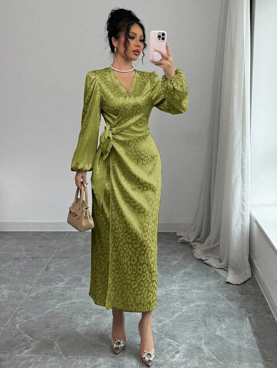 MODELYN ZIELONA MAXI SUKIENKA DŁUGI RĘKAW S06__M