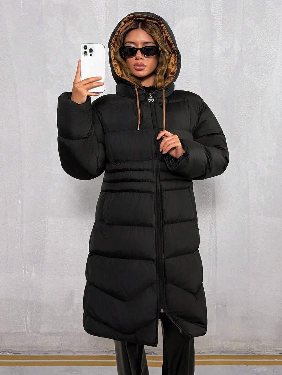 SHEIN CZARNA PIKOWANA KURTKA ZAMEK W01__M