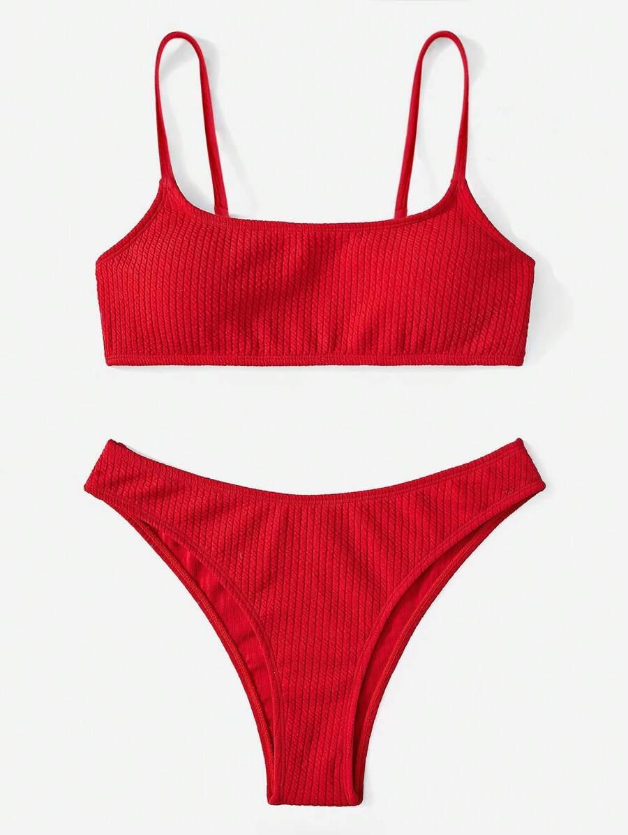 SWIM BASICS CZERWONY STRÓJ KĄPIELOWY DWUCZĘŚCIOWY S09__S
