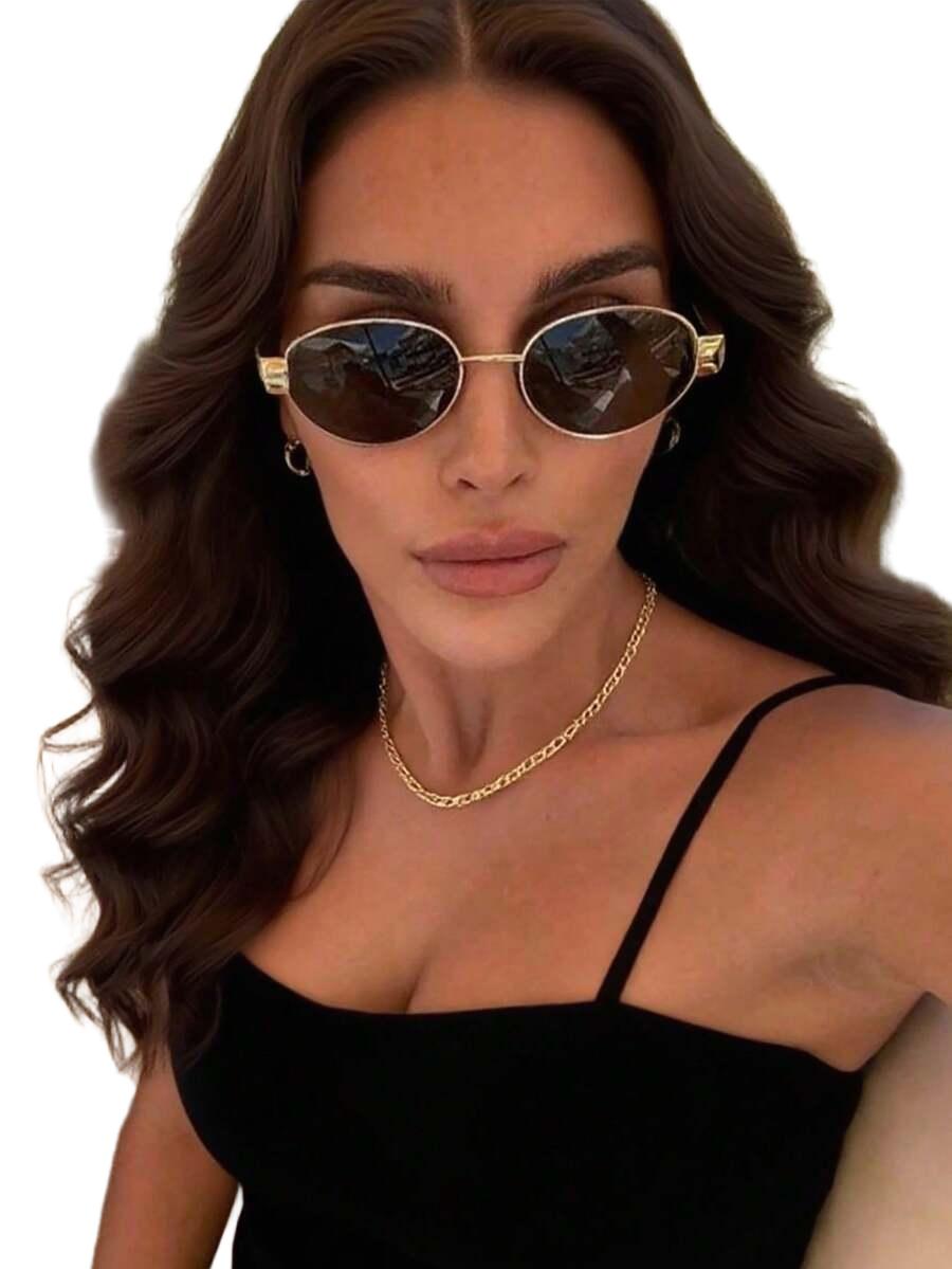 SHEIN ZŁOTE OKULARY PRZECIWSŁONECZNE S07
