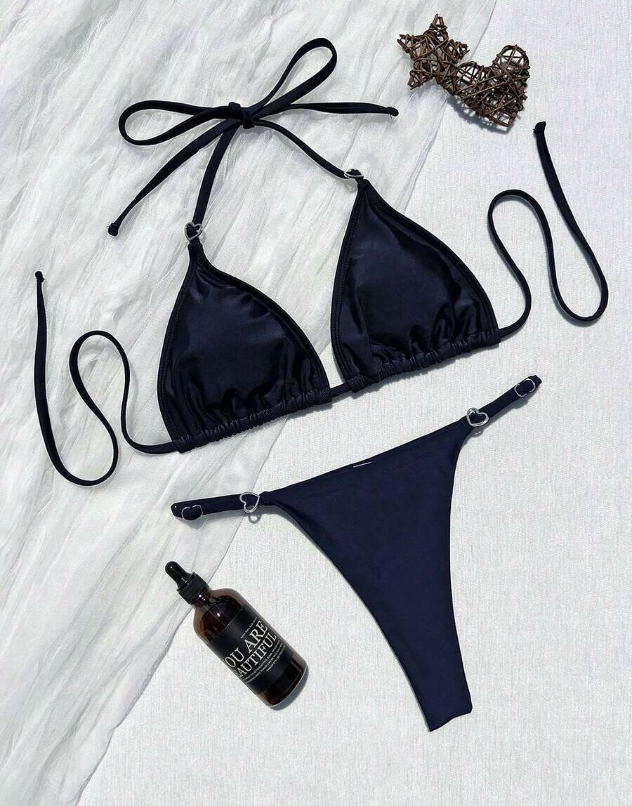 SHEIN GRANATOWY KOMPLET BIKINI S09__M