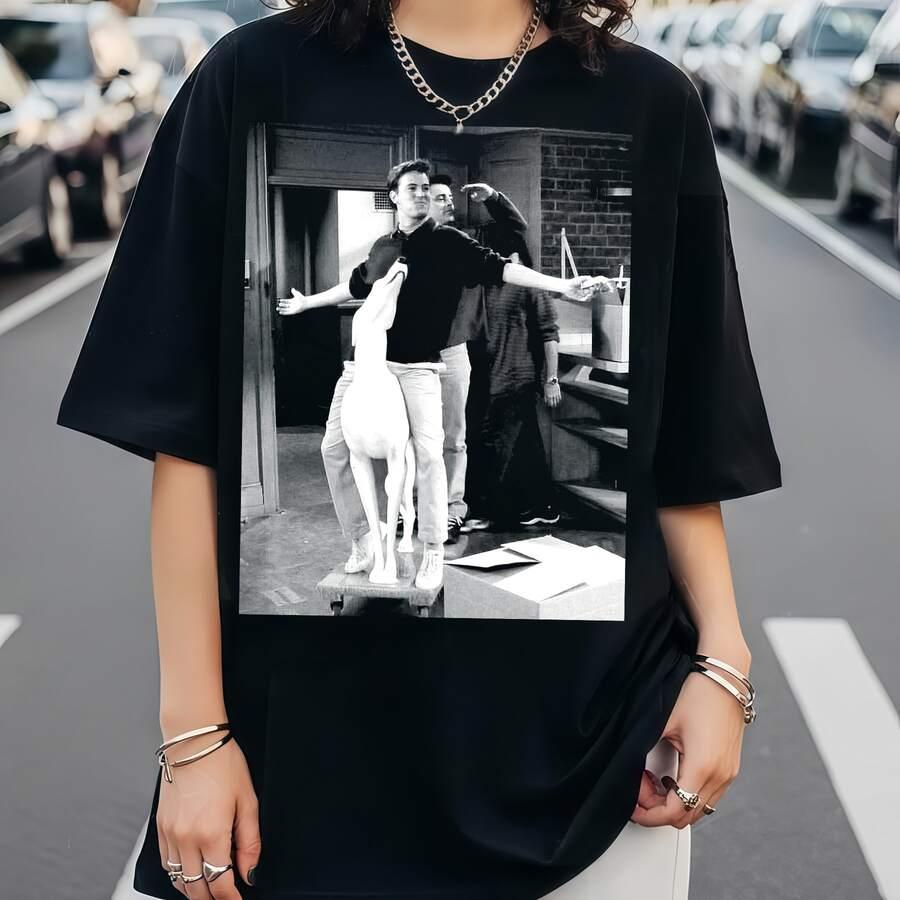 SHEIN CZARNY T-SHIRT NADRUK PK01__L