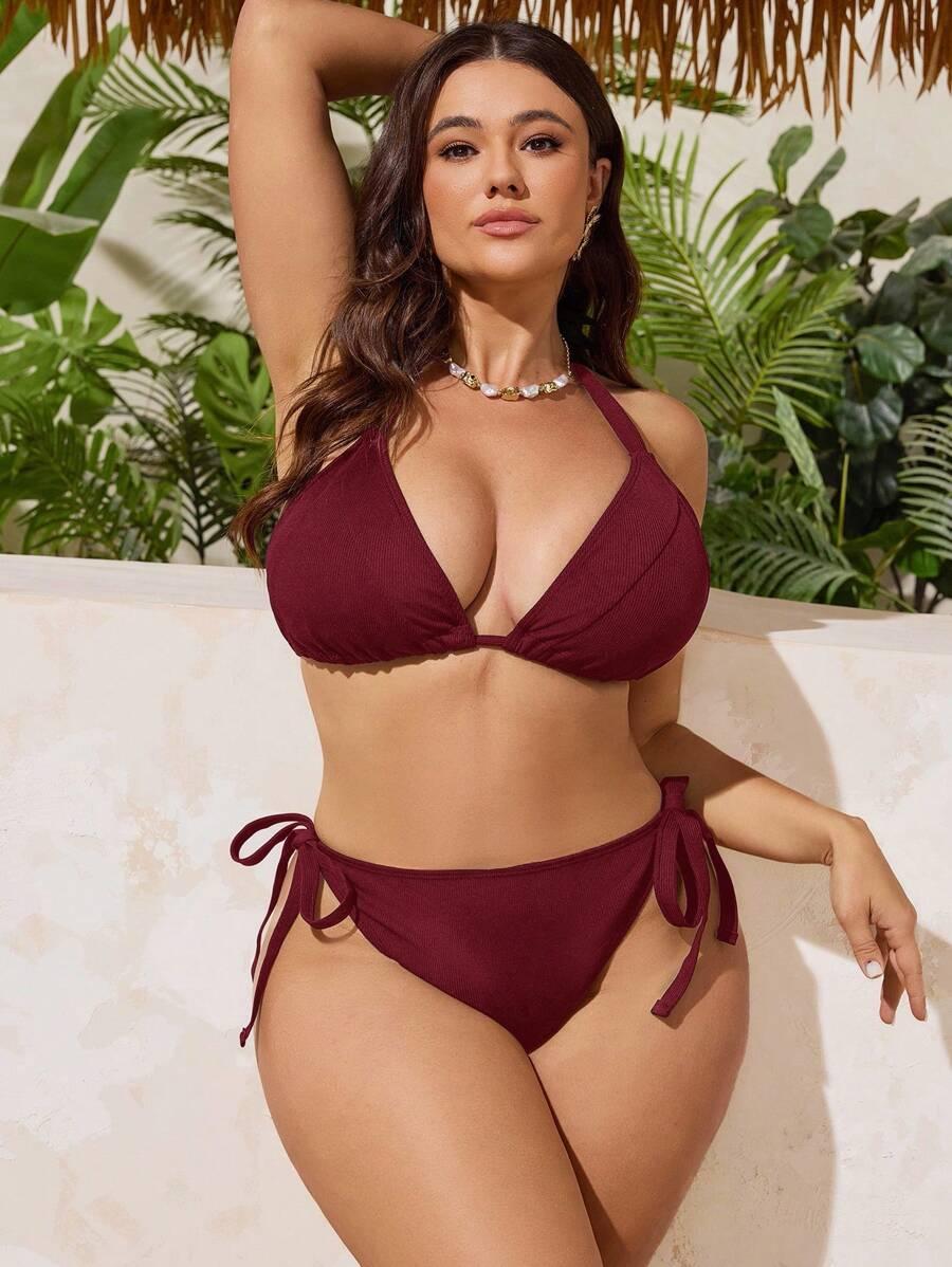 SHEIN BORDOWY DWUCZĘŚCIOWY STRÓJ KĄPIELOWY S09__48