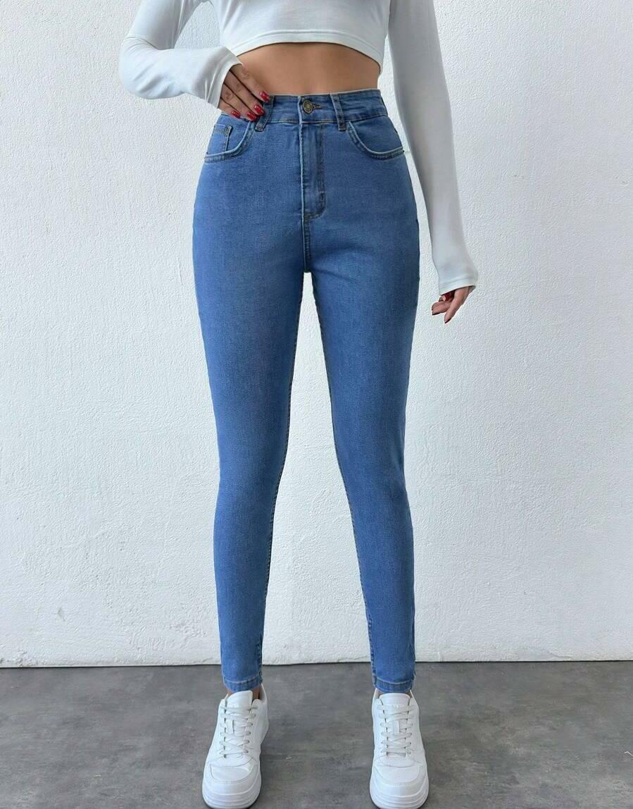 SHEIN NIEBIESKIE SPODNIE JEANS WYSOKI STAN S06__M