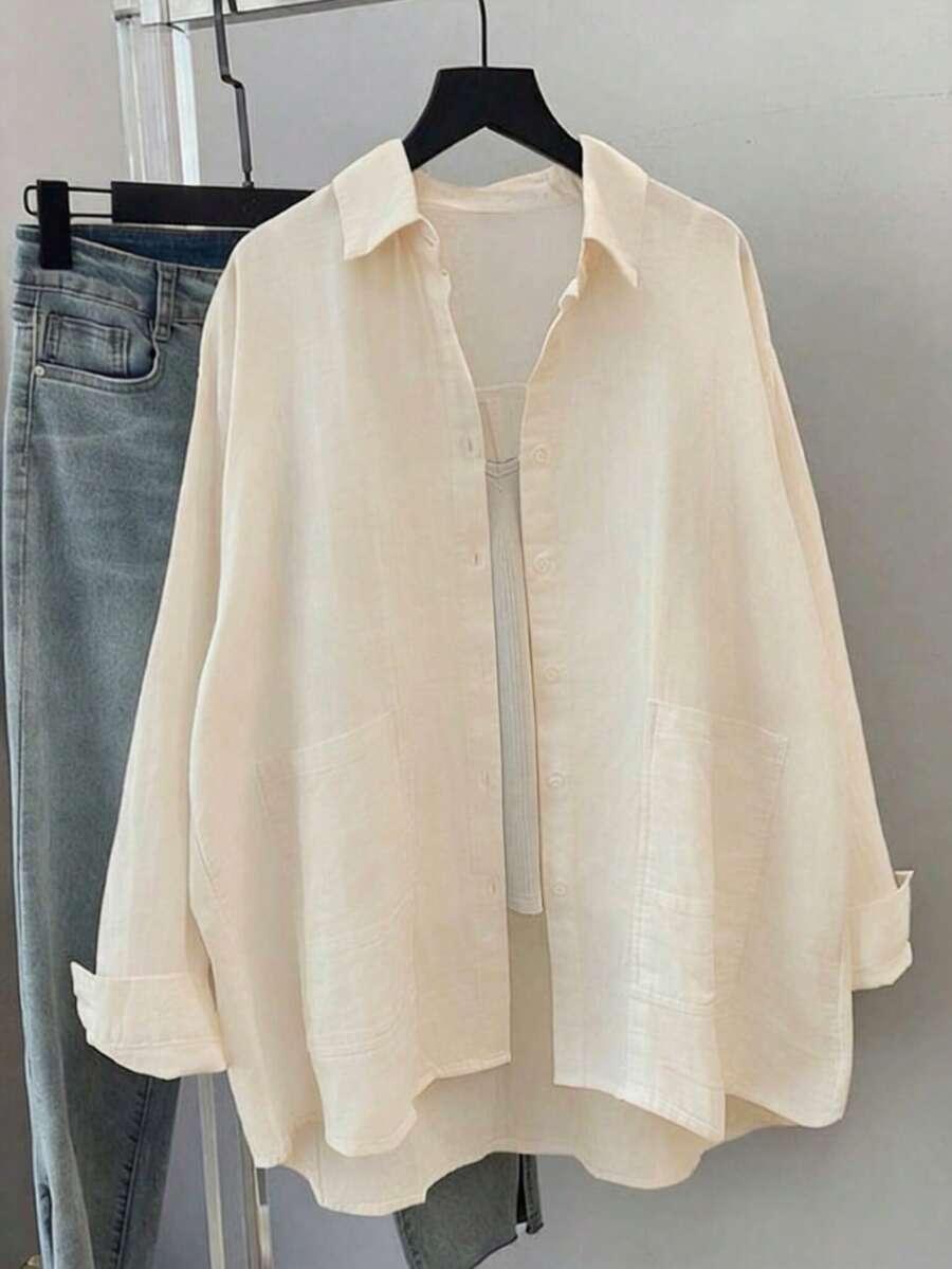SHEIN KOSZULA DŁUGI RĘKAW KIESZENIE PK01__M